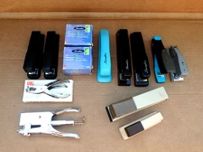 Lot of (9) Hand Staplers, Staples, Hole Punch, Swingline, ACCO, Bostich