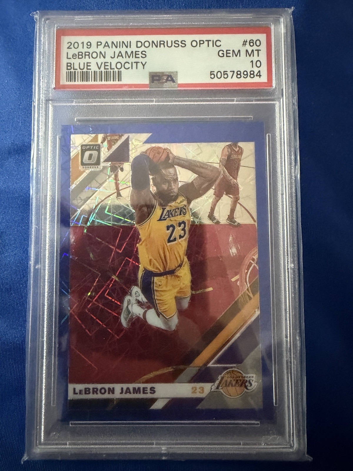 2019-20 Panini Donruss Optic - LeBron James #60 Blue Velocity Prizm PSA 10