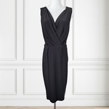 LAUREN Ralph Lauren Black Jersey Sleeveless Sheath Dress Size 4 V-neck