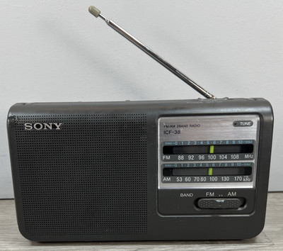 Sony ICF-38 Portable Black AM/FM Radio Plug & Battery Operated