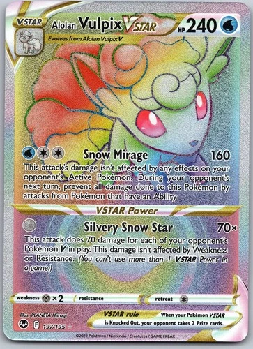 Alolan Vulpix VSTAR (Secret) Secret Rare SWSH12: Silver Tempest 197/195 NM
