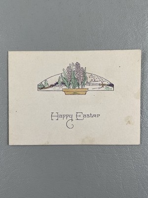 Vintage Happy Easter Greeting Card Hyacinth Flowers Religious Blessings