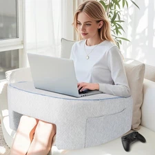 Lap Desk Pillow for Laptop, Memory Foam Reading Pillow for Lap with Arm Rest ...