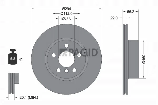2x PAGID Disque De Frein Intérieur Ventilé Ø294mm Pour BMW 3 Touring G21 G81 G20 - Photo 1/1
