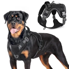 rabbitgoo Dog Harness No Pull Tactical Vest Adjustable Reflective Military Black