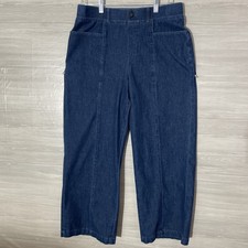 Betabrand Women's Pull On Flare Leg Stretch Denim Dark Wash Size Large Petite