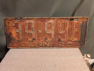 ANTIQUE 1925 TENNESSEE LICENSE PLATE 39 998