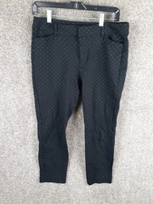 Old Navy Pixie Crop Pant Womens 8 Black Polka Dot Embossed Stretch Mid Rise Chic