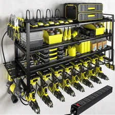 Power Tool Organizer with Charging Station.Garage 8 Drill Holder Built in 8 O...