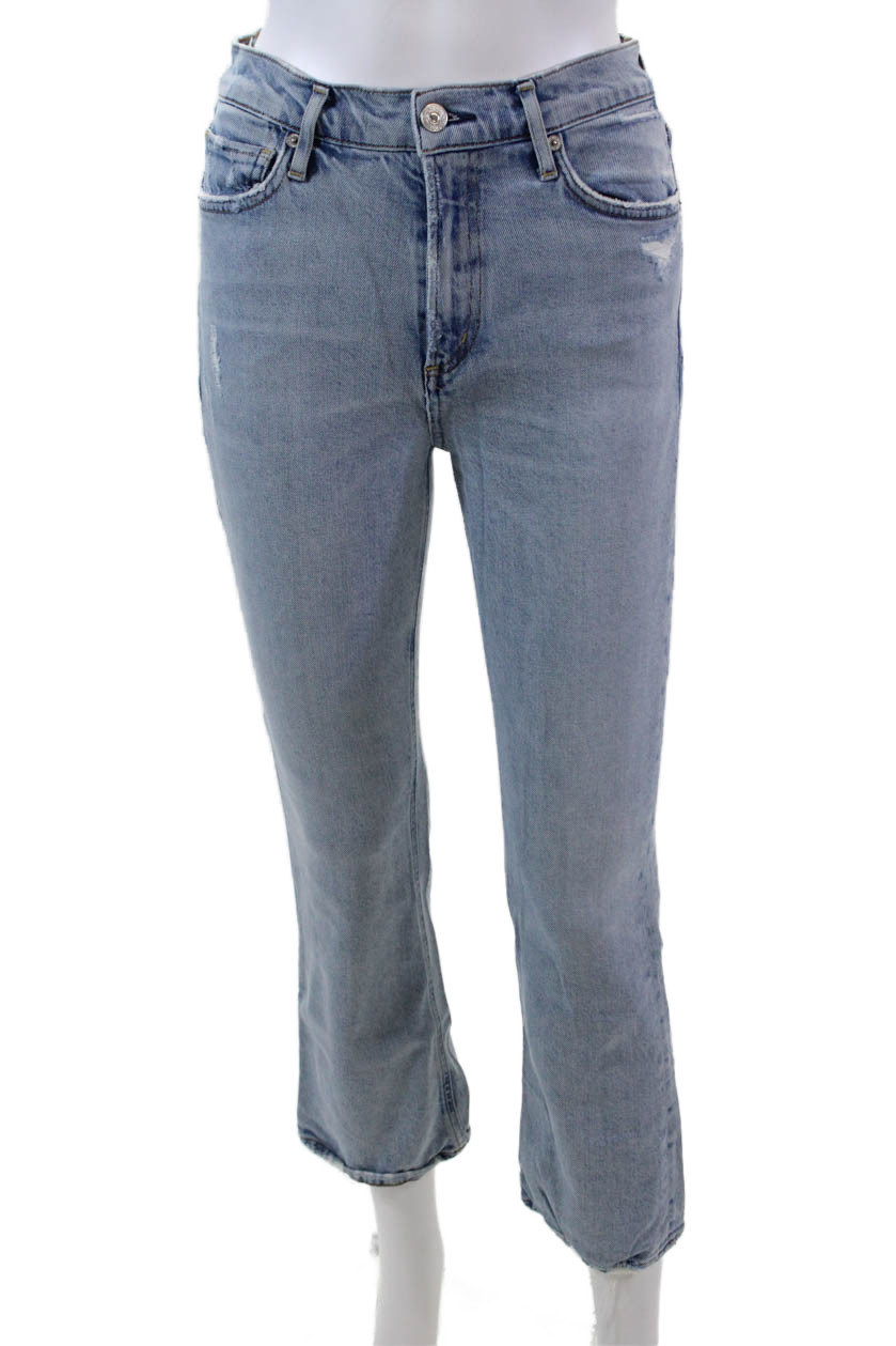 Citizens of Humanity Womens Distressed High Rise Straight Leg Jeans Blue Size 26Free Shipping in US $100+ Orders | $6.95 Orders Below