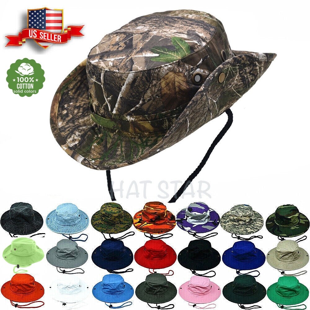 USA Safari 100% Cotton Bucket Hat String Fishing Camping  display picture 2