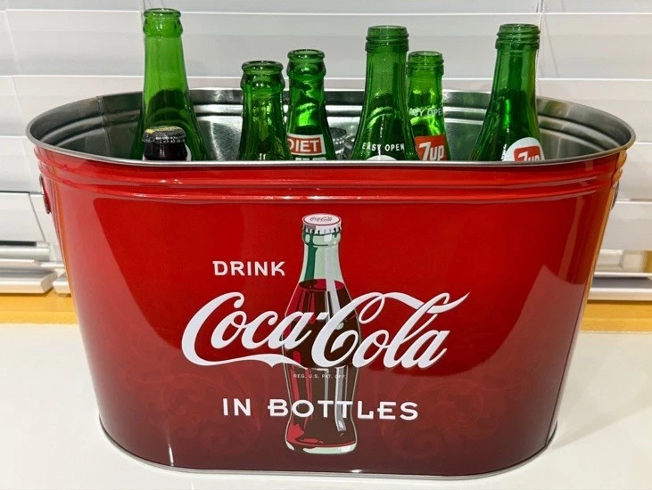 Coca-Cola Metal Ice Bucket Drink Tub – Red “Drink Coca-Cola in Bottles” - Image 2 of 4
