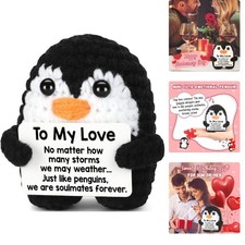 Valentines Day Gifts for Him Her, To My Love Handmade Crochet Mini Penguin An...