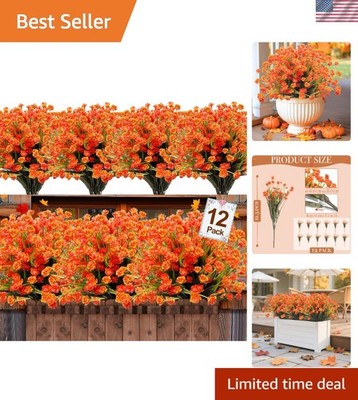 12 Bundles of Realistic UV Resistant Artificial Fall Flowers for Outdoor Decor