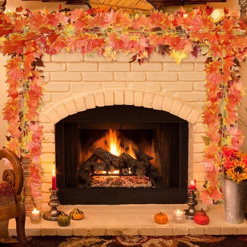18ft Fall Garland Maple Leaf Foliage Mantle Vine Door Wall Decor Autumn - Picture 6 of 9