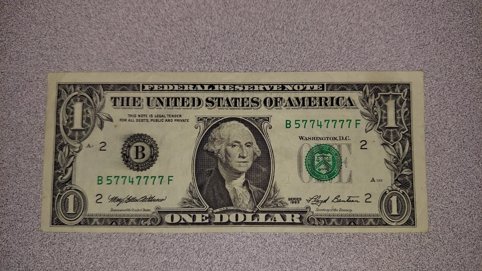 VERY Cool Fancy Serial Number 1$ Dollar Bill 6 of Lady Lucky 7's Super Unique - Image 2 of 4