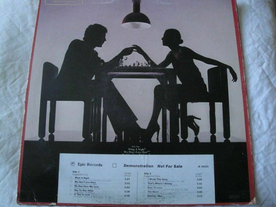 TOM JONES WHAT A NIGHT VINYL LP 1977 EPIC RECORDS WHITE LABEL PROMO, THE HEART Foto 2 de 4