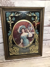 Vintage 1973 Pepsi Cola Gibson Girl wall mirror wood frame Pepsi Co Fountain