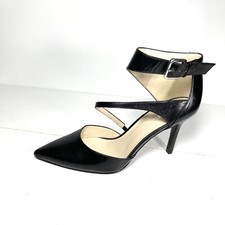 Nine West Mezmerizo Women's Pumps Pointed Toe Strap Buckle Black Size 9.5M EUC