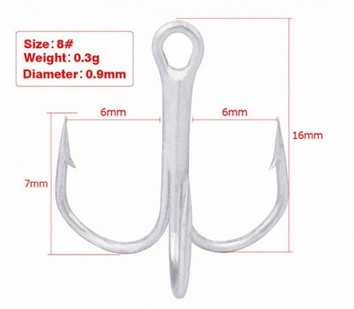 100pcs White Fishing Hook Antirust Treble Hooks Fishhook Tackle Select size - Picture 9 of 19