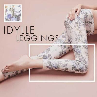 Women's leggings by Philippe Matignon floral on jacquard back pockets art Idylle