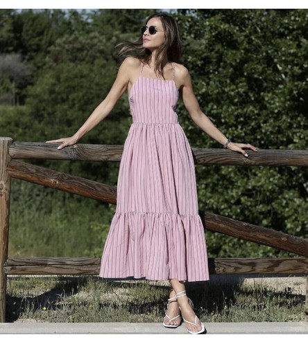 pink pinstripe dress