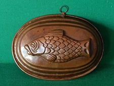 ANTICA VECCHIA GRANDE FORMA IN RAME BUDINO BUDINIERA FORMELLA DOLCI STAMPO. CM35