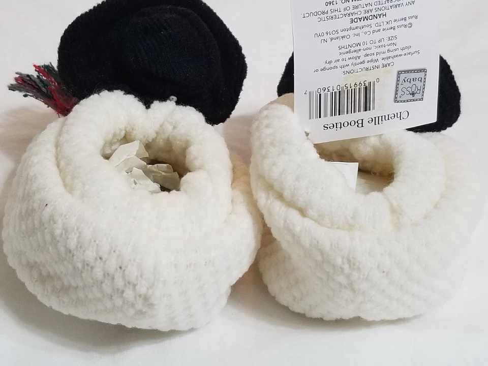 NUEVO CON ETIQUETAS Russ Bebé Chenille Botines Marfil Muñeco de Nieve Zapatillas Talla Hasta 10 Meses Niños Foto 4 de 4