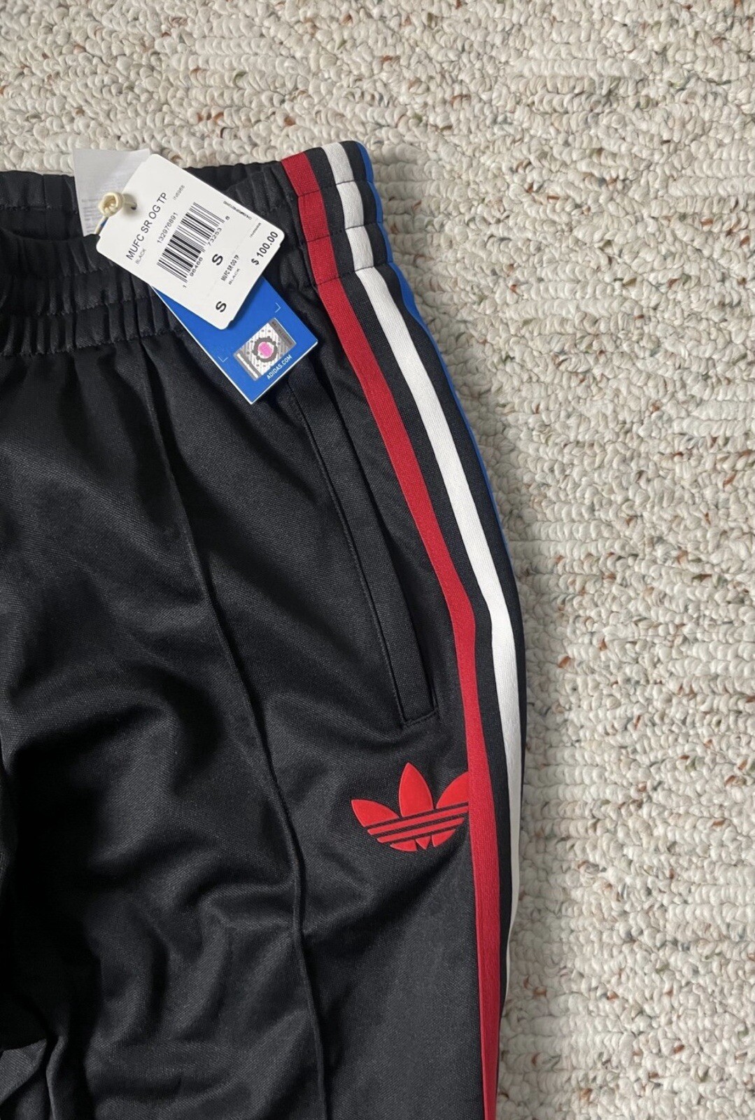 New NWT Adidas X The Stone Roses Manchester United Track Pants Black Soccer $100 image 5