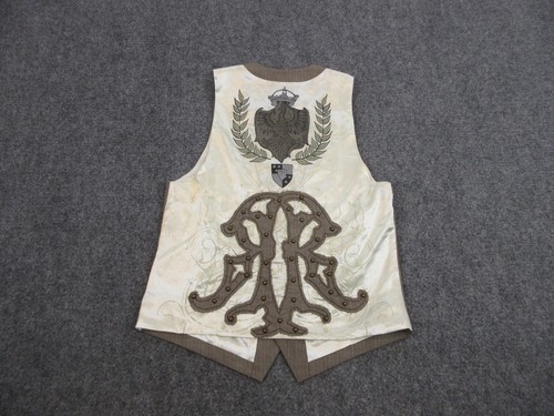 Roar Vest Mens Adult Medium Brown Sleeveless Embroidered Casual Biker - Picture 10 of 12