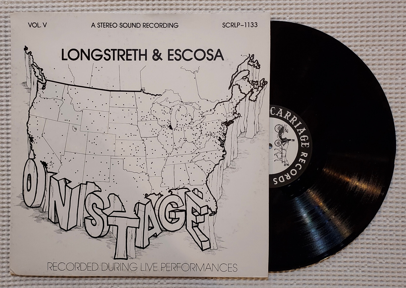 LONGSTRETH & ESCOSA Orig CARRIAGE Live Private Harp Modern Classical Vinyl LP EX