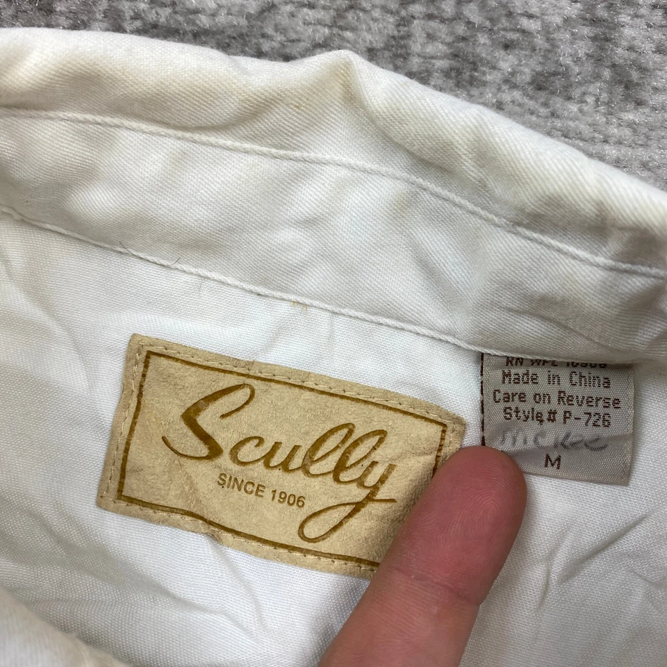 Scully 珍珠 Snap 衬衫中号米色棕褐色男式西部牧场户外 Rockabilly — 第 4/4 张图片