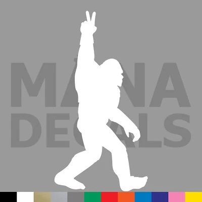 MANA DECALS Sasquatch Peace Sign Vinyl Die Cut Decal Sticker - Bigfoot Yeti Love Hippie