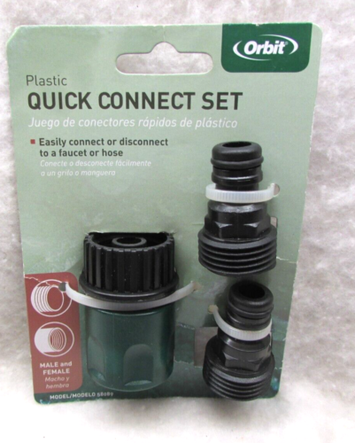 Orbit #58089N Quick Connect Set Female, Male, Faucet 3pc Plastic FREE SHIP! U2 - Afbeelding 1 van 4