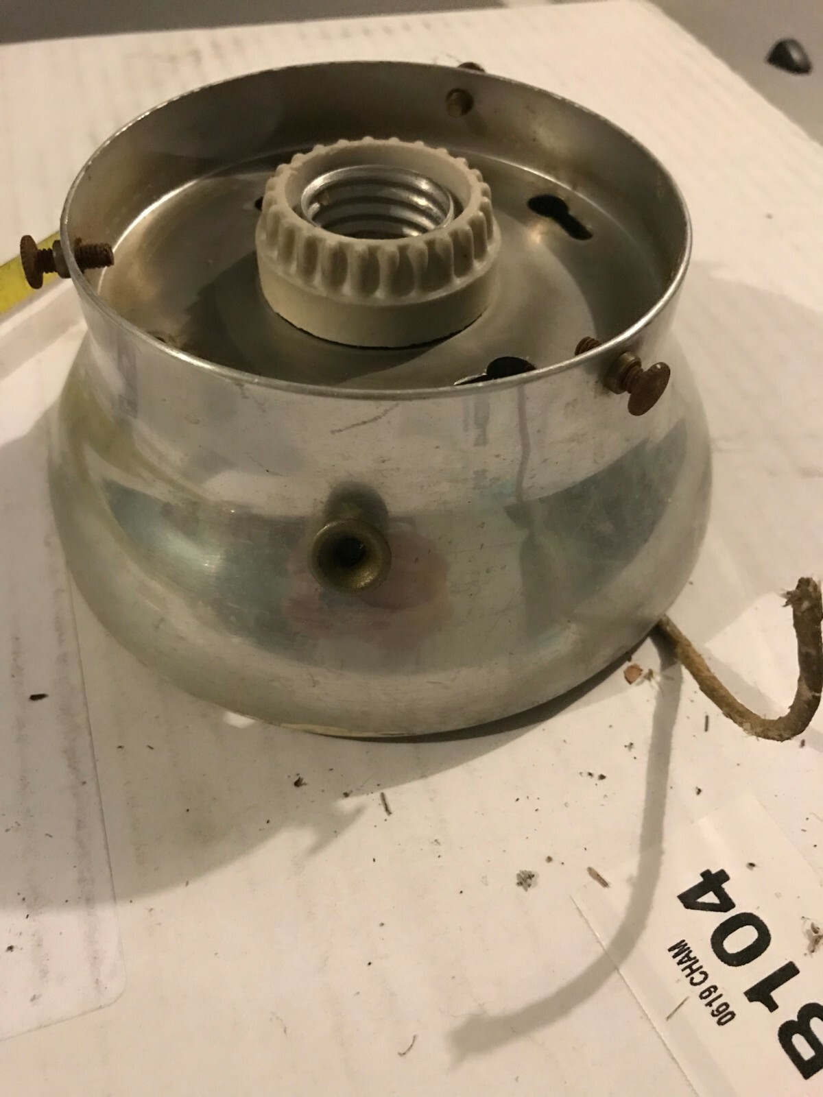 Vintage Leviton 8101 1Circuit 2 Piece Sliver Lamp Holder with Union