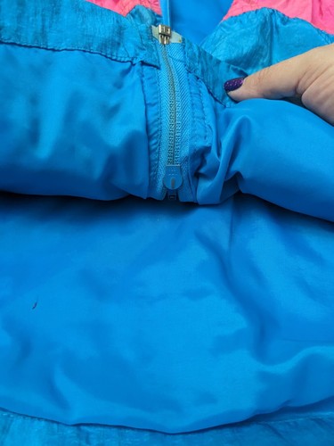 Vintage 90s Track Jacket Neon Blue Pink Green Windbreaker ~ Kids Y2K Sz 10 - Picture 15 of 15