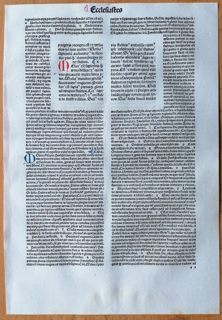 Original Incunabel Latin Bible Ecclesiastes Venice Renner - 1482- Original Incunabel Latin Bible Ecclesiastes Venice Renner - 1482-