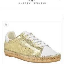 Andrew Stevens Terra white and gold Hamptons 39 fashion sneakers