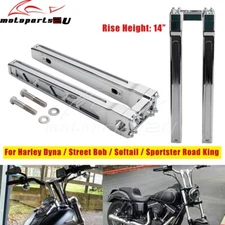For Harley FLFB FLSL FXBB FXBR Club Style Top Clamp Straight Handlebar 14" Riser