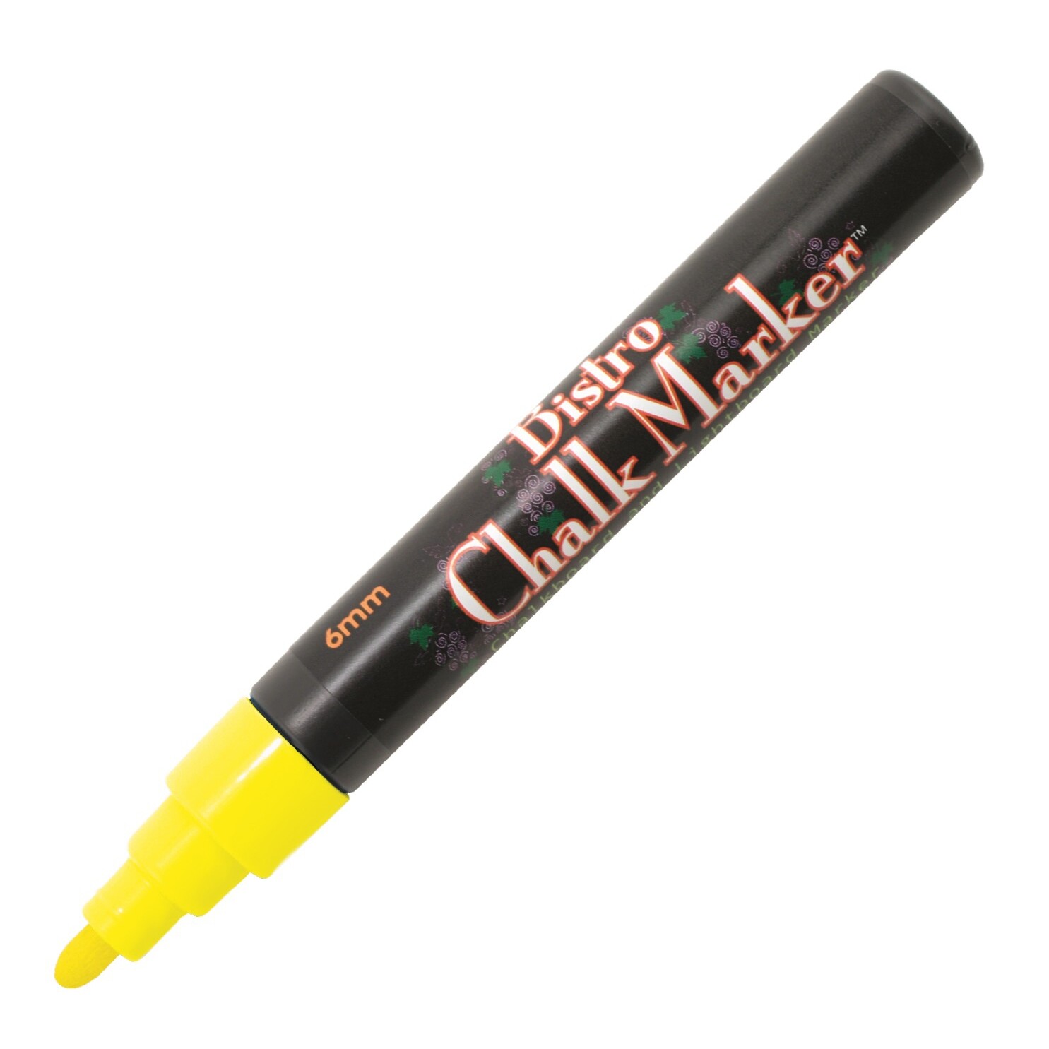 480-5 Marvy Bistro Chalk Marker, Yellow Chalk, 6mm Broad Point, Pack of 3