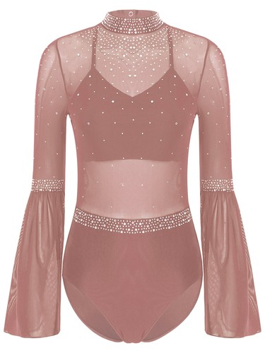 Women Jumpsuit Performance Bodysuit Stage Leotard Competition Dancewear Sheer - Picture 24 of 82