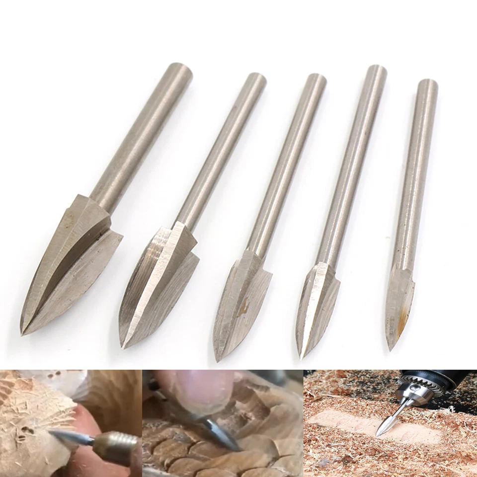 5x Electric Wood Carving Knife Set HSS Router Bit Milling Cutter for Dremel Tool - Image 2 of 4