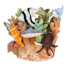 F.A.O Schwarz Coral Reef Plush W/ 6 Attached Stuffed Animals Pouch Large Nice