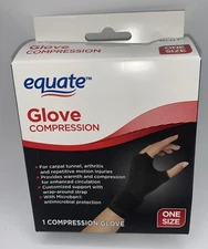 Equate Glove Compression With Microban Protection One Size Black