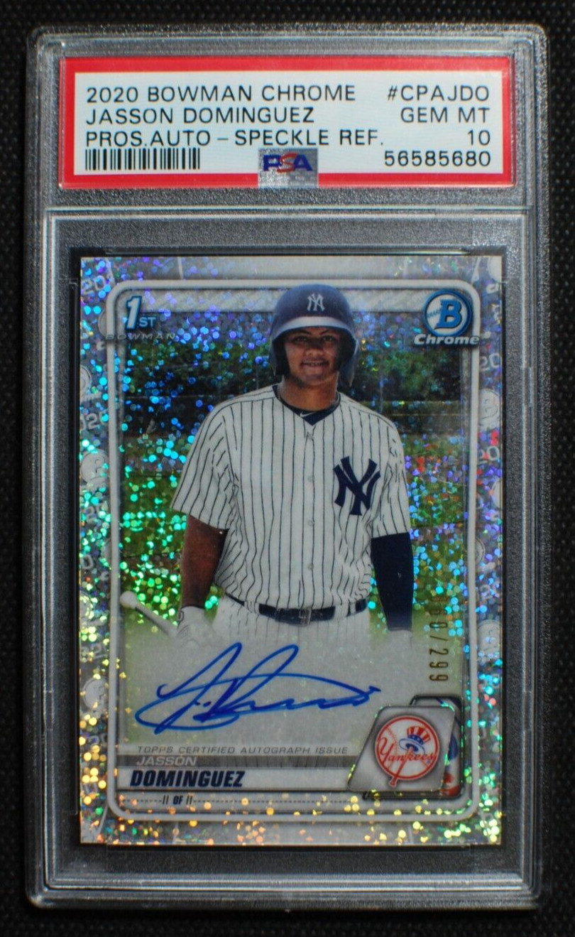 âš¾ JASSON DOMINGUEZ - 2020 Bowman Chrome 1st SPECKLE REF AUTO RC /299 - PSA 10