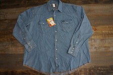 NEW Wrangler Cowboy Cut Authentic Work Western Shirt Denim Pearl Snaps XXL
