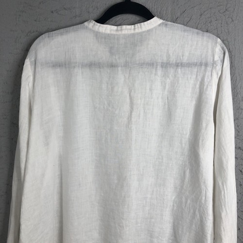Eileen Fisher Top Womens Large White Linen Lagenlook Boho Beach Minimalist - Picture 17 of 17