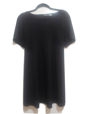 Women's XL In Due Time Black Short Sleeved Smock Style Maternity Blouse