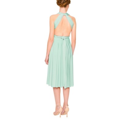 NWT $270 Twobirds Classic Convertible Tea Length Bridesmaid Dress in Lime  Sz A | eBay