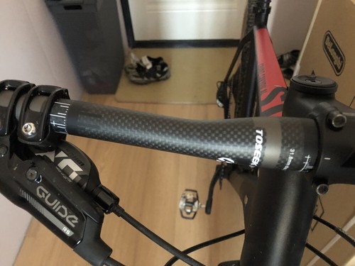 TOSEEK Manubrio in fibra di carbonio XC Mountain Bike barra piatta rialzo 31,8*580-760 mm - Foto 8 di 21